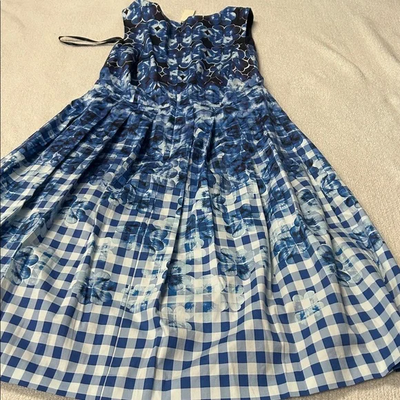 Talbots Blue Floral Checkered Dress - Picture 7 of 9